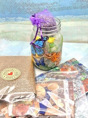 Handmade Butterfly Mason Jar Gift with Purple Sachet